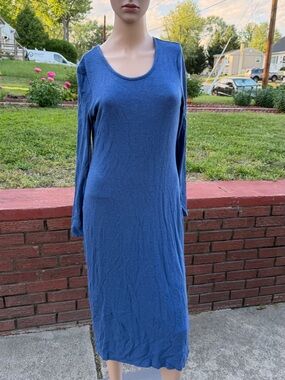 Marine Layer Blue Long-Sleeve Scoop Neck Knit Dress